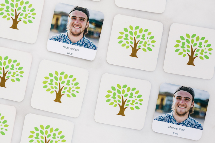 Family Flip game on table with two matching pairs face-up.